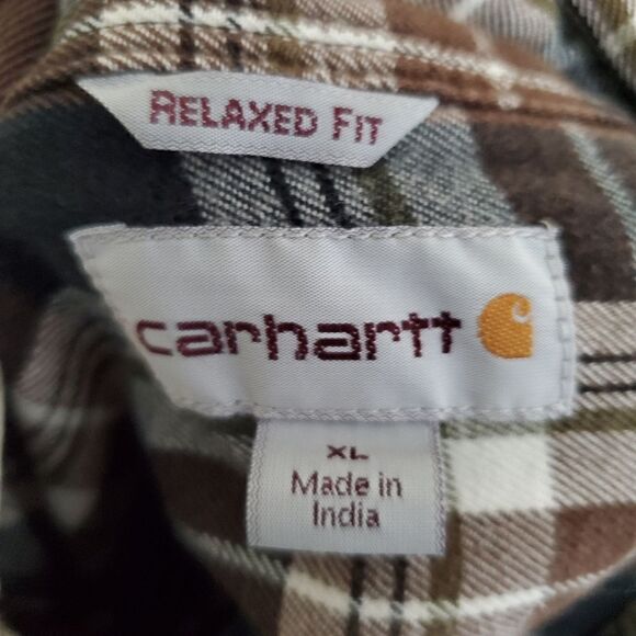CARHARTT Men's Button Down Shirt Relaxed Fit  Size XL Plaid Frannel Shacket - Picture 5 of 5